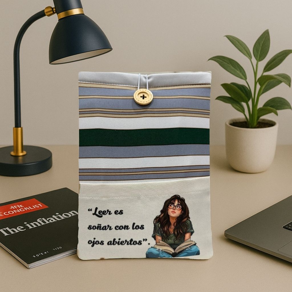 FUNDA DE LIBRO - RAYAS GREEN